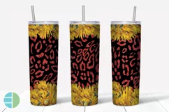 Skinny Tumbler Sublimation Design - Sunflower Leopard Print Product Image 4