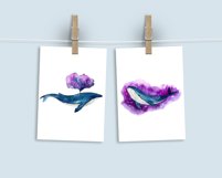 Watercolor Whale clipart. Whale sublimation. Ocean art png Product Image 3