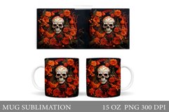Skull Mug Wrap Design. Halloween Mug Wrap Sublimation Product Image 1
