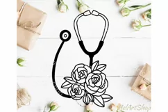 Floral stethoscope svg, nurse svg, medical svg Product Image 1