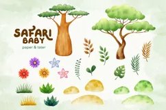 Watercolor Safari Baby Animals Clipart Graphics Product Image 2
