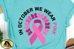 In October-We Wear Pink SVG Awareness Ribbon SVG PNG EPS DXF Product Image 3