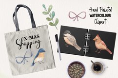 Christmas Birds Festive Fun Leaves Watercolor Set Painted Product Image 3