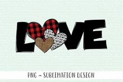 Buffalo Plaid Love Valentine's Sublimation PNG Product Image 1
