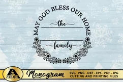 Monogram SVG Home Sign SVG Farmhouse Wreath SVG Cut Files Product Image 2