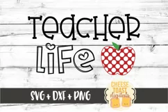 Teacher Life - Polka Dot Apple School SVG PNG DXF Cut Files Product Image 2