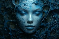 Surreal art of a female figure with intricate liquid tendril Product Image 1