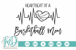Heartbeat of a Basketball Mom SVG DXF PNG Cut File Product Image 1