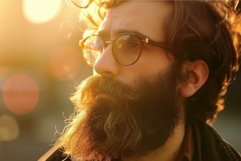 Bearded man contemplating at sunset Product Image 1