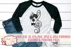 Floral Treble Clef SVG DXF PNG Cut File Product Image 1