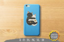 Day and Night Hugging Cat SVG Product Image 3
