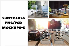 Shot Glass Transparent Glass Mockups - 3|PNG|PSD Product Image 1