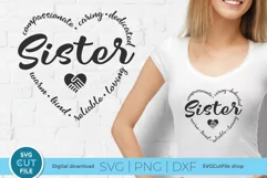 Sister svg, a sister svg heart design for sister's day Product Image 1