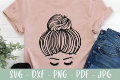 Messy Bun SVG | Girl With Eyelashes SVG | Hair SVG Product Image 3