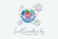 Covid Valentine's day clipart. Virus attacks planet Product Image 1