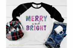 Merry And Bright Sublimation PNG, Christmas design png Product Image 1