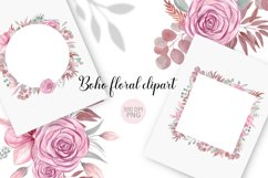 Watercolor Floral Boho Clipart | Floral Frame Clipart Product Image 1