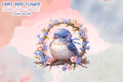 Fairy Bird Flower Watercolor Clipart Product Image 6