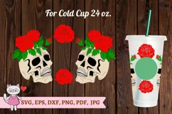 Halloween Skull of rose svg ,Full Wrap Venti Cold Cup 24 oz Product Image 1
