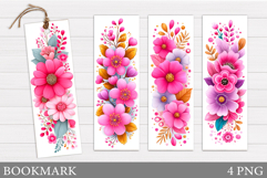 Flowers Bookmark Sublimation. Floral Bookmark Design Product Image 1