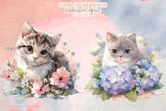 Floral Cat Watercolor Sublimation Clipart Product Image 6