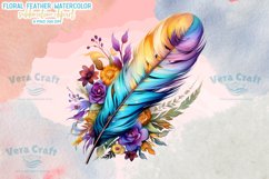 Floral Feather Watercolor Clipart Product Image 6