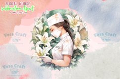Floral Nurse Watercolor Sublimation Clipart Product Image 6