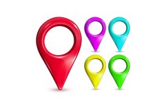 Gps Pointer Multicolored Place Location Set Vector Product Image 1