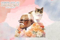 Grandpa with Cat Watercolor Sublimation Product Image 6