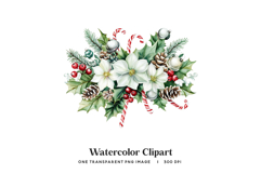 White Poinsettia Floral Clipart PNG Candy Cane Arrangement Product Image 1