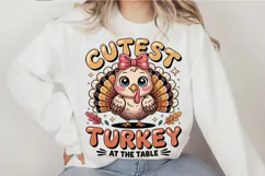 Cutest Turkey At The Table PNG Designs Product Image 5