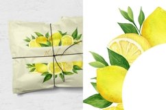 Watercolor lemon frame, wreath, border set. Tropical clipart Product Image 5