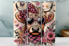 Highland Cow Valentine's Day Tumbler Wrap Sublimation Product Image 1