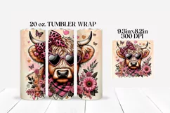 Highland Cow Valentine's Day Tumbler Wrap Sublimation Product Image 2
