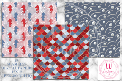 4th of July Mermaids Seamless Patterns, Patriotic Background Product Image 5