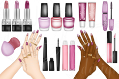 Beauty Makeup Clipart, Glam Girl Spa Graphics, Cosmetics PNG Product Image 5