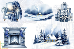 Blue Winter Christmas Clipart, Cold Christmas Graphics PNG Product Image 5