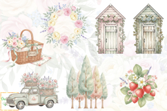 Cottage Spring Clipart, Cute Easter Graphics, Flowers PNG Product Image 5