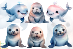 Cute Sea Animals Clipart, Ocean Creatures Graphics Product Image 5