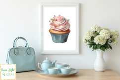 Vintage Cupcakes Clipart, Floral Spring Dessert Illustration Product Image 5