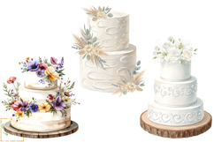 White Wedding Cakes Clipart, Watercolor Wedding Graphics PNG Product Image 5