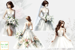 Watercolor Wedding Clipart, Romantic Bridal Couples PNG Product Image 5