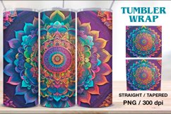 Rainbow Mandala Tumbler Sublimation, 20 oz Tumbler Wrap Product Image 1