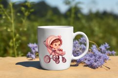 Stroller with baby Illustration Clipart Sticker, PNG Product Image 2