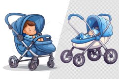 Stroller with baby Illustration Clipart Sticker, PNG Product Image 8