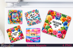 Square Magnet Designs | Beach quotes | Vacation mode on Product Image 1