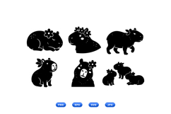 Cute Capybara Floral SVG For Crafts Product Image 1
