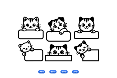 Cute Cat Label Clipart For Cards Product Image 1