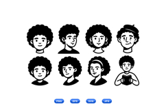 Hand Drawn Curly Avatar Vector For Crafts Product Image 1