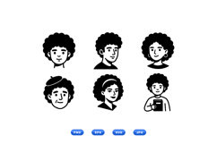 Hand Drawn Curly Hair Avatar Clipart Product Image 1